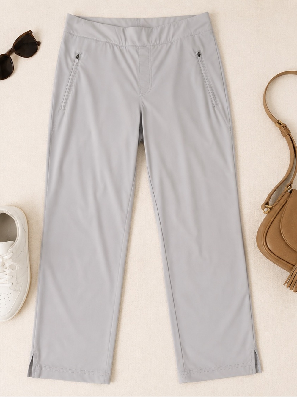 Tommy Bahama Active Pants Women M Gray Pull On Travel Golf Zip Pockets